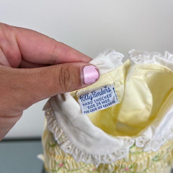 Vintage Polly Flinders Smocked Yellow Dress 24 Months - Picture 3 of 5